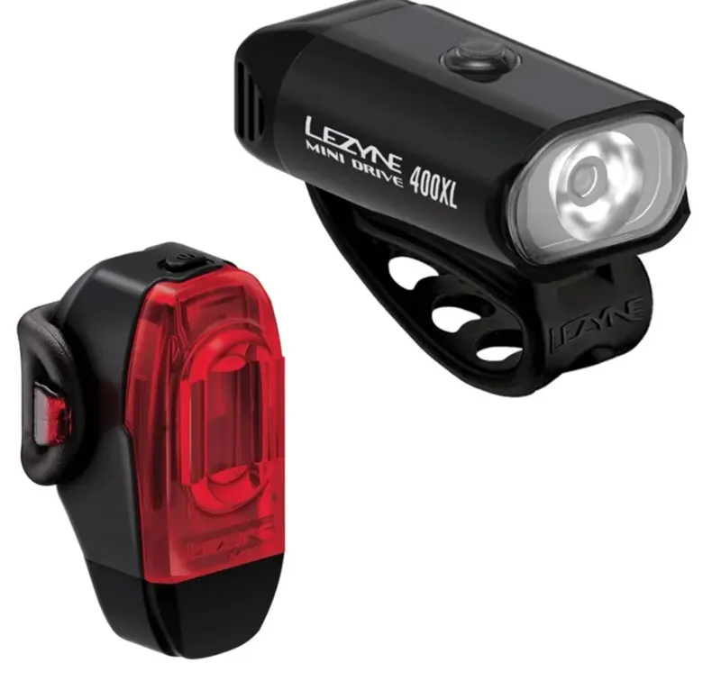 Balfes Bikes Lezyne Mini Drive 400XL  / KTV Drive+ LED Light Set in Black | Free postage over £30, £10 off first order, price match & 0% finance.